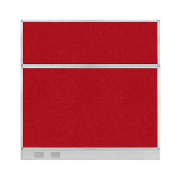 Hush Panel Configurable Cubicle Partition 6' x 6' Red Fabric w/ Cable Channel